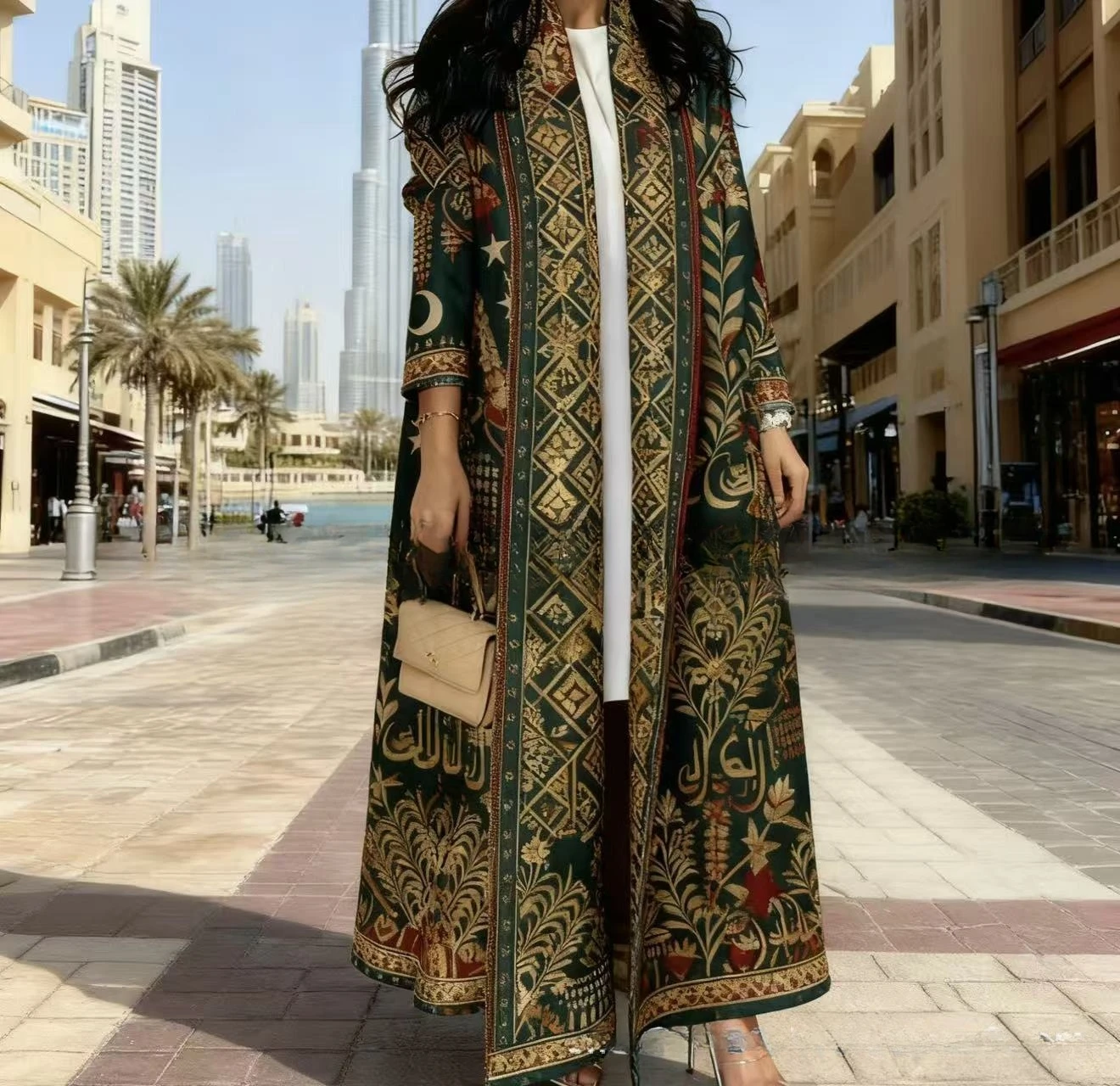 Miyake geplooide moslimkleding mode los gewaad dameskleding lente en herfst nieuwe cape bedrukte lange jas