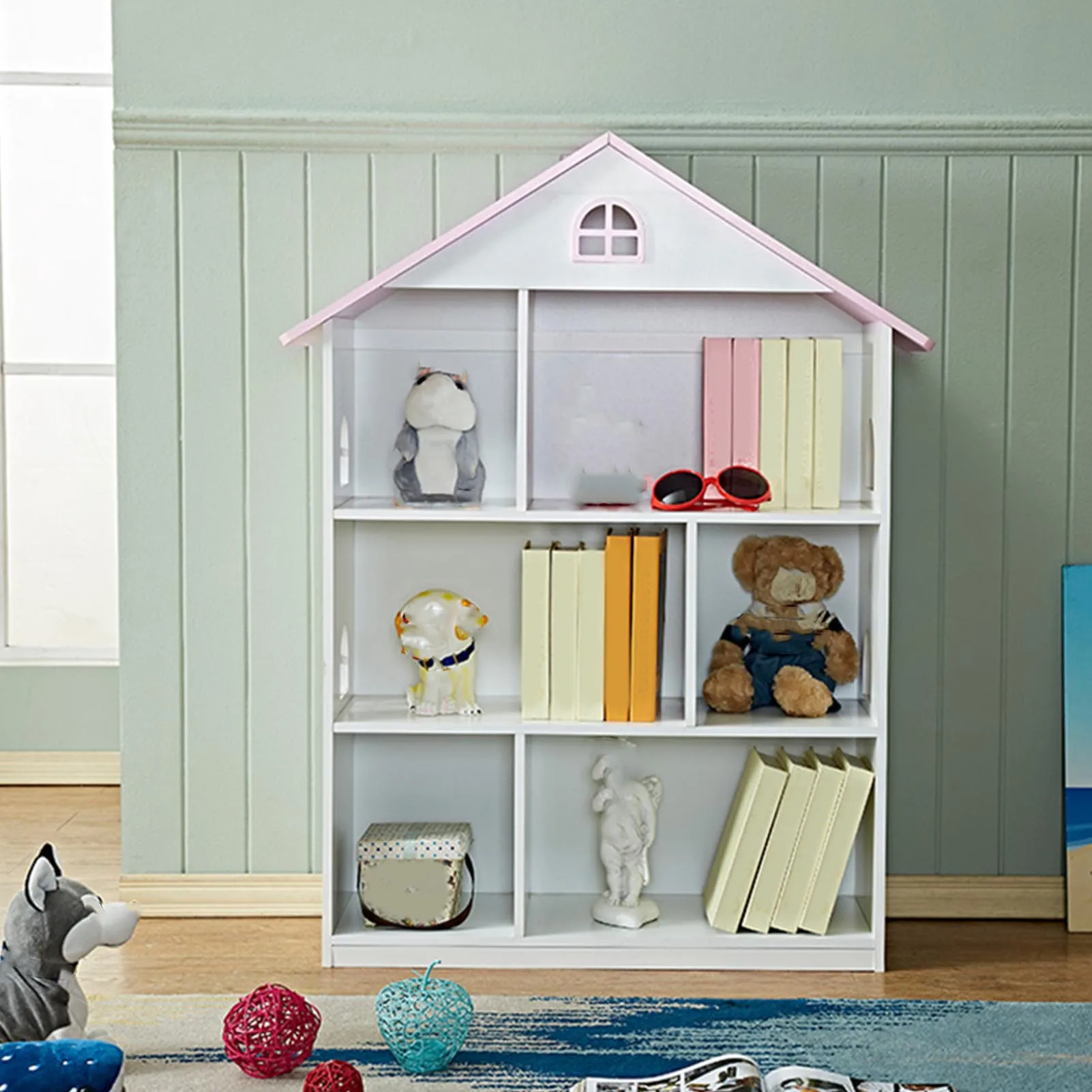رف كتب لبيت الدمى مكون من 3 طبقات، خزانة كتب للأطفال، منظم تخزين، غرفة نوم الأطفال، غرفة اللعب، لعبة تعليمية لرياض الأطفال #3