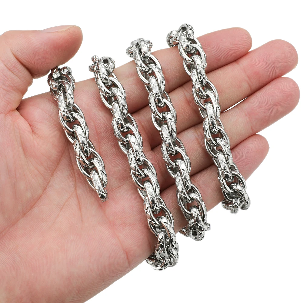 

1 Meter Stainless Steel Cross Embossing Oval Knot Chains for Bracelet Accessories Necklaces Supplies Crafts DIY Jewelry Making