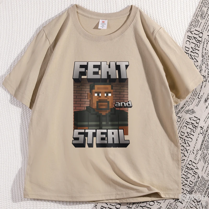 

Футболки с рисунком Fent and Steal для мужчин и женщин, хлопковая удобная игровая футболка, повседневная футболка с короткими рукавами, уличная одежда, высокое качество