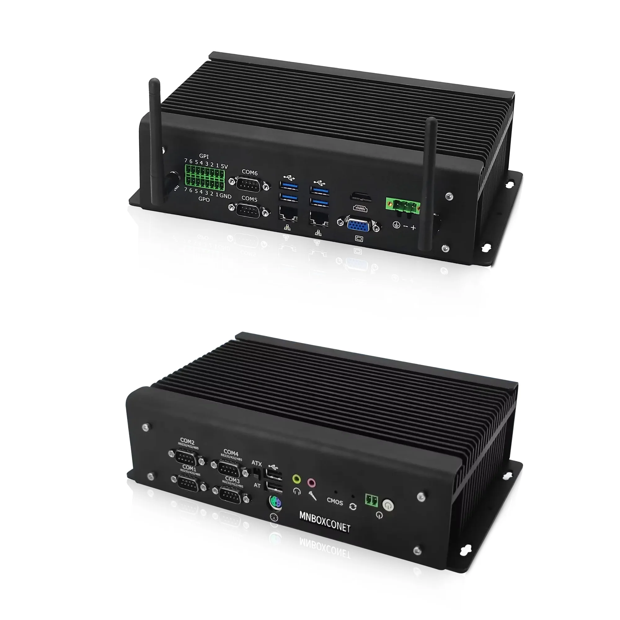 MNBOXCONET Промышленный мини-ПК безвентиляторный Core i5 1155G7 с 6 x RS232 COM, 2 x 2,5 ГБE I225V LAN Микронастольный ПК DDR4 Barebone