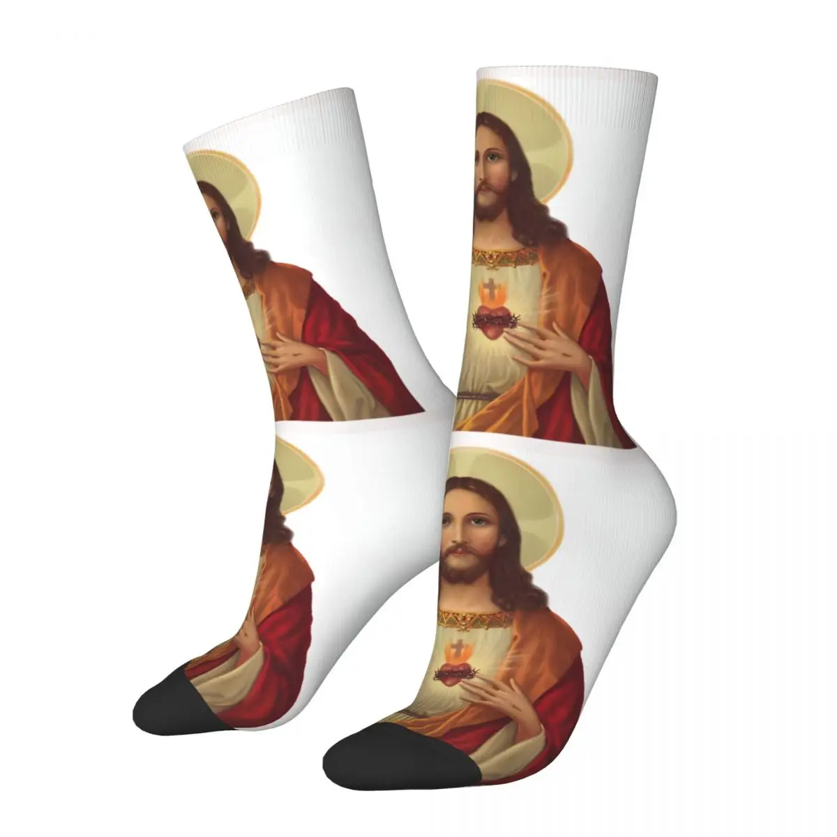 Sacred Heart Of Jesus Hip Hop Retro Men's Socks Unisex 3D Printed Funny Sock Gift