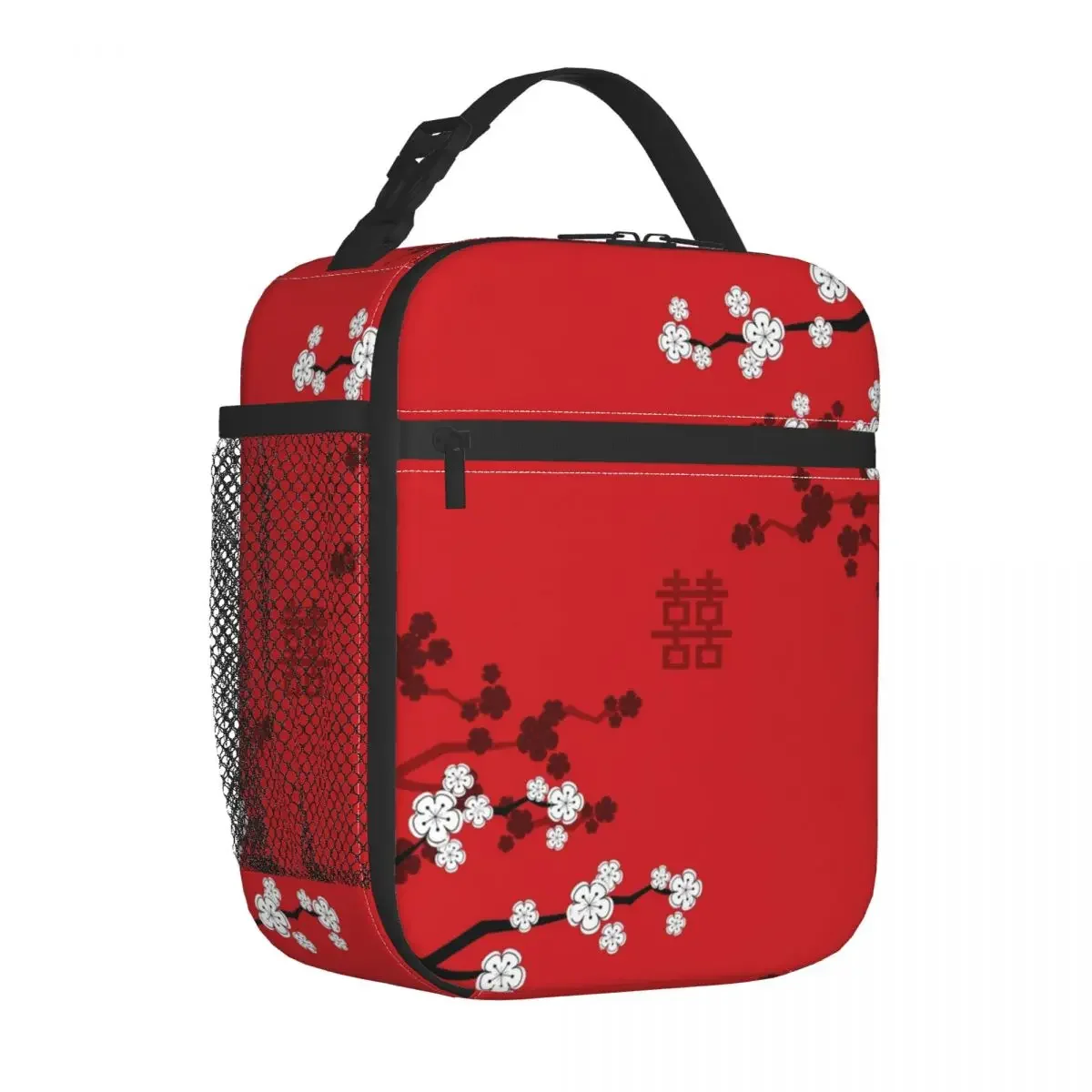 Oriental Cherry Blossoms Lunch Bag Chinese Wedding Travel Lunch Box For Child Custom Tote Food Bags Oxford Portable Cooler Bag