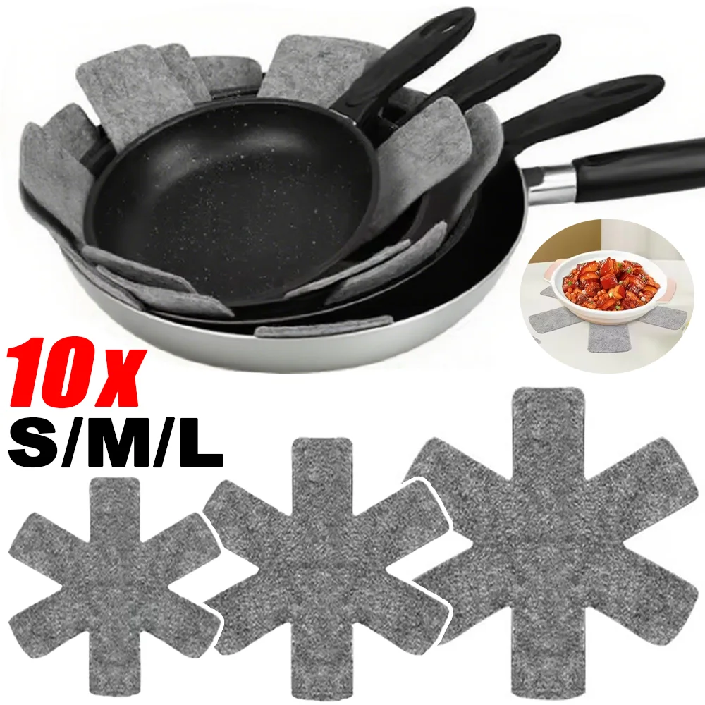 

10Pcs Premium Felt Pot Pads Non Stick Pot Bottom Felt Protective Pad Non-Slip Heat Resistant Kitchen Accessories Separator Pad