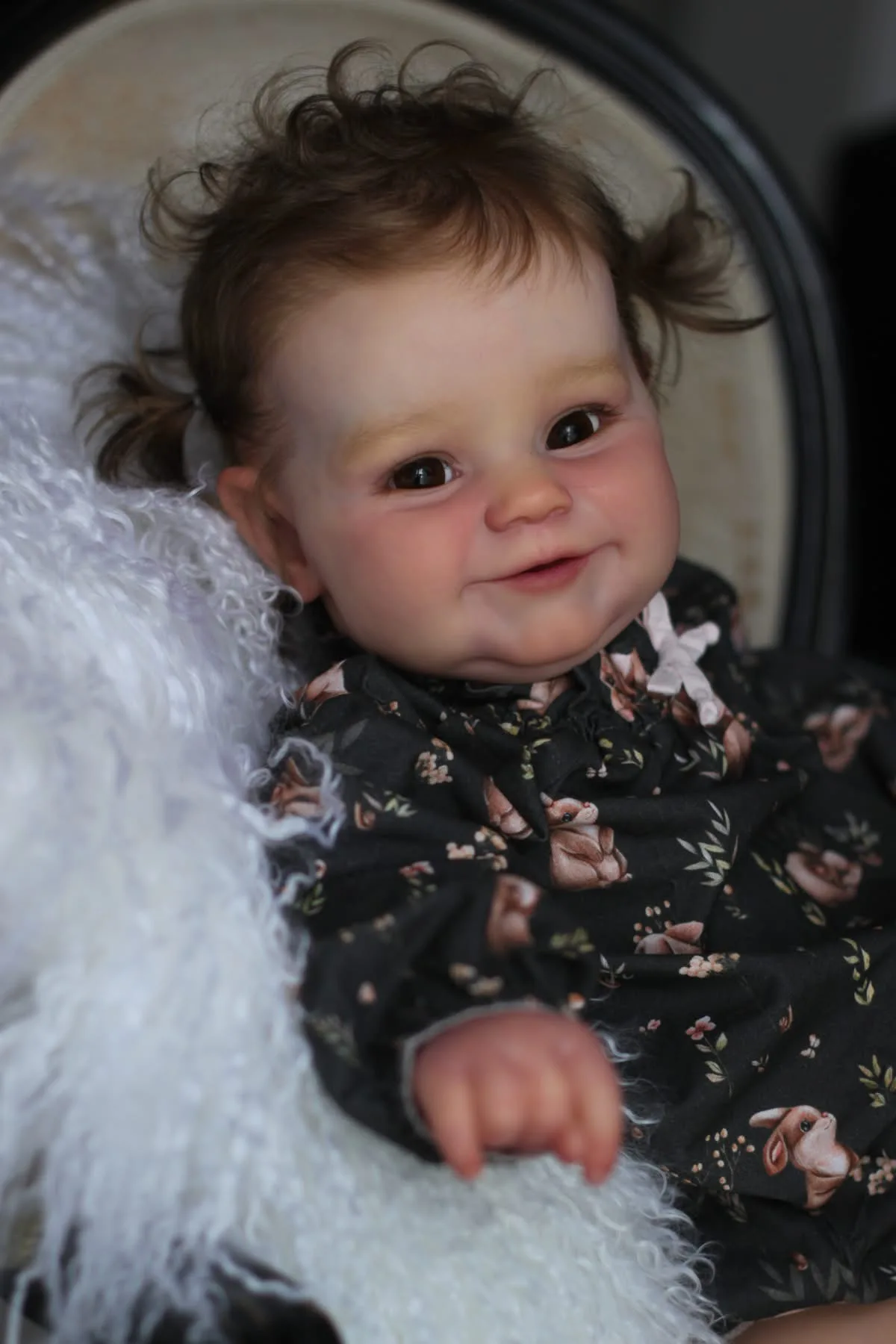 

24Inch Maddie Soft Cloth Body Lifelike Toddler Newborn Reborn Baby Doll 3D Skin with Visible Veins Hand-Rooted Hair