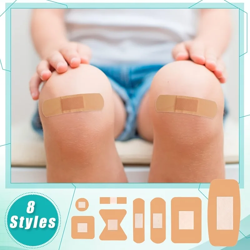 40-Pack PE Flexible Adhesive Bandages, Assorted Waterproof Breathable Wound Care with Knuckle Bandages