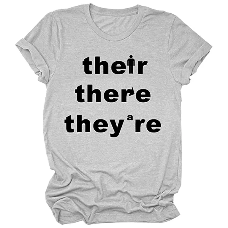 Their There They're Shirt Women Casual Funny Grammar Graphic T-Shirt for English Teacher