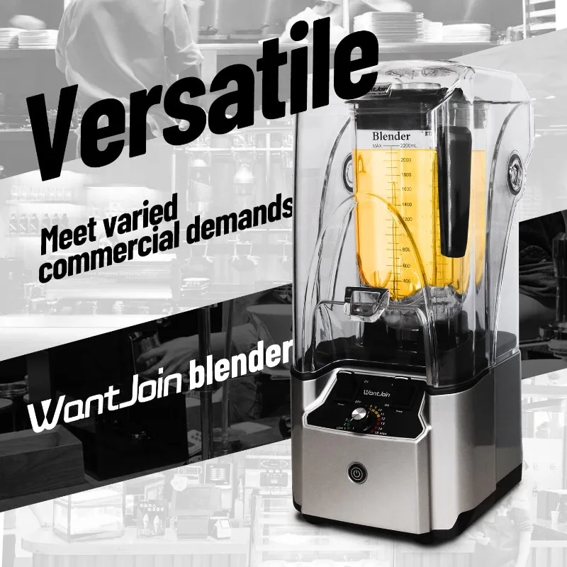 WantJoin Commercial Professional Blender With Shield Quiet Sound Enclosure Industries Strong and Quiet Professional-Grade Power