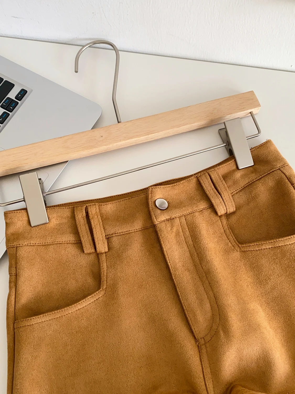 مثير الأمريكية الرجعية الغزلان الجلد المخملية orts المرأة الخريف الشتاء عادية عالية الخصر زر إغلاق واسعة الساق التمهيد السراويل