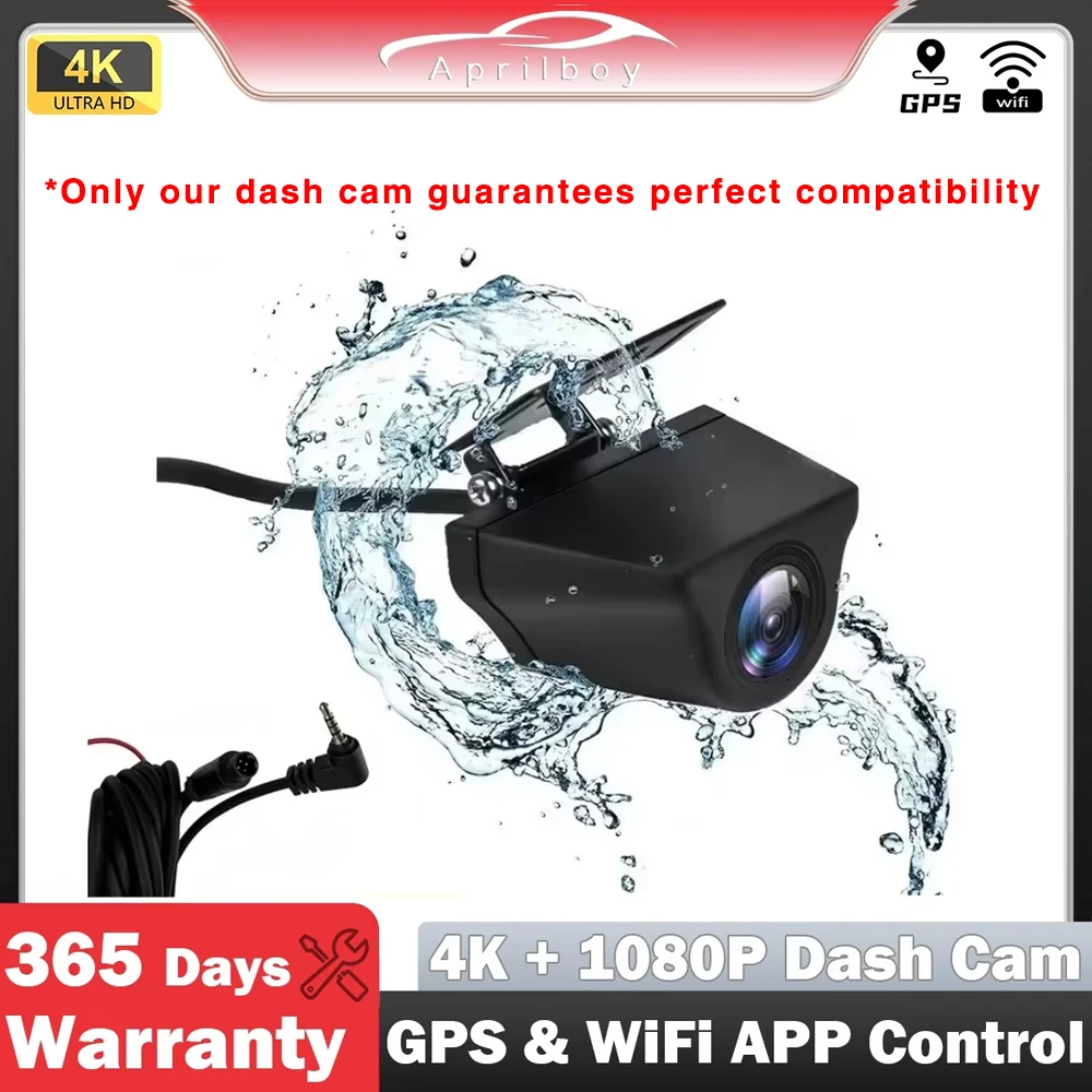 

Aprilboy 1080P AHD Rear Camera 4 Pin 2.5mm Jack Reverse Image Cam Only for Dash Cam Carplay Support CVBS CVI TVI Format