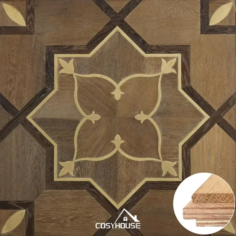 Dark Oak Solid Wood Versailles Parquet Flooring for Elegant Villa Apartment Bedroom Living Room Engineered Hardwood