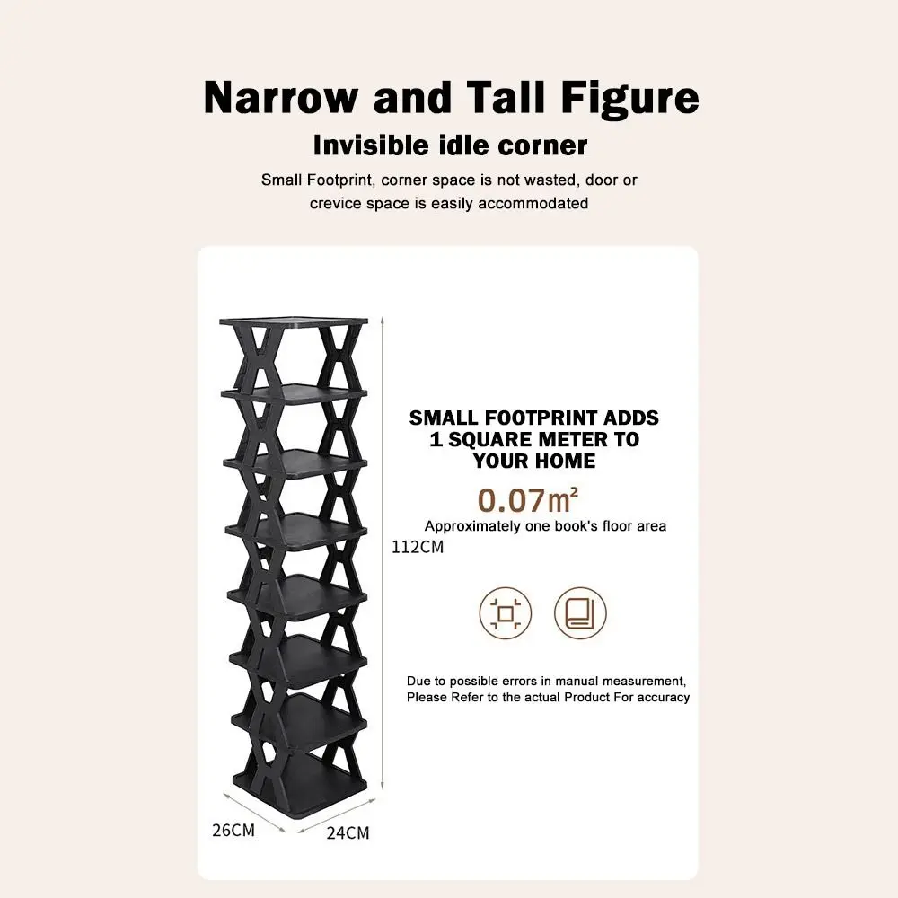 Simple Plastic Shoe Rack for Entryway Assembled Stackable Shoes Storage Dustproof Vertical Shoe Organizer for Door Entrance