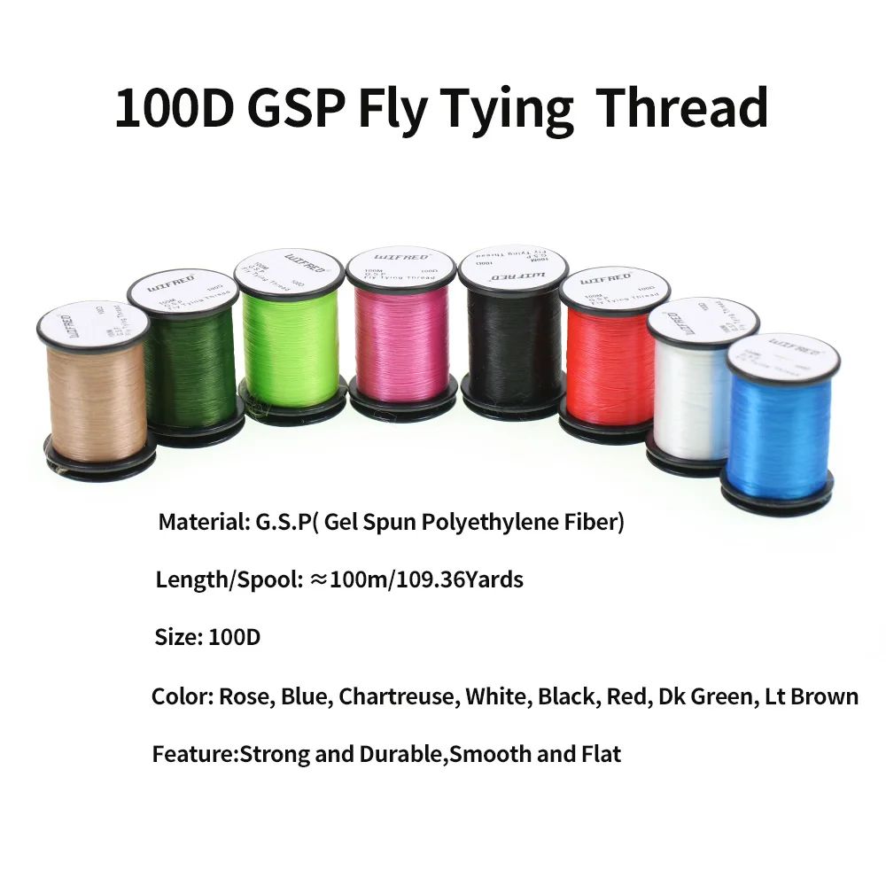 ICERIO 2PCS 100D GSP Fly Tying Thread Polyethylene Floss Line Smooth Strong สําหรับเปียก/แห้ง Fly Nymphs Streamer ปลาเทราท์ตกปลาแมลงวัน