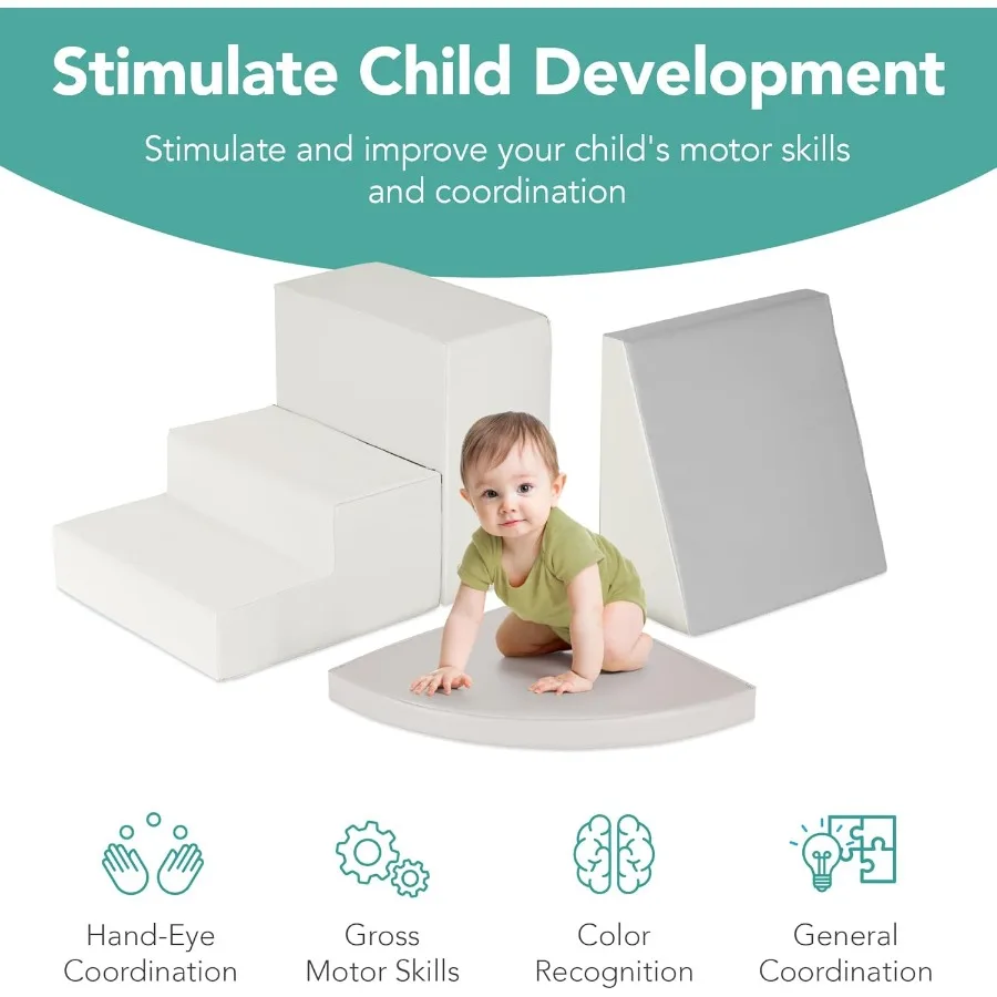 أفضل منتجات الاختيار مكونة من 4 قطع من كتل الرغوة الناعمة للتسلق والزحف وهياكل اللعب لتنمية الطفل والتنسيق بالألوان موتو #5