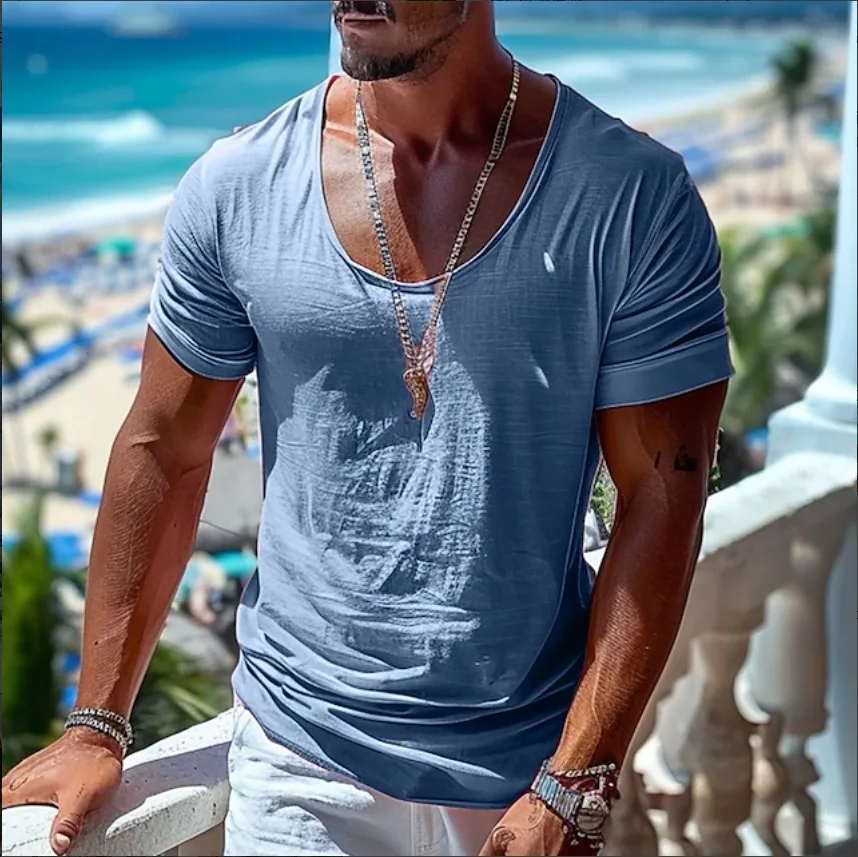 Summer Men's Casual T-shirt, Large-sized Round-neck Loose, Soft Breathable Short-sleeved, Versatile Top for Sports and Fitness
