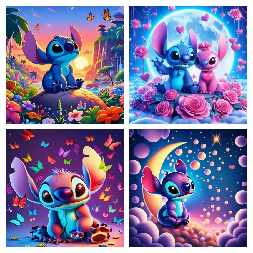 

Наборы алмазной живописи Диснея, стежка ангела, стразы, мультяшная вышивка с сердечком и розами, 5D полный художественный пейзаж