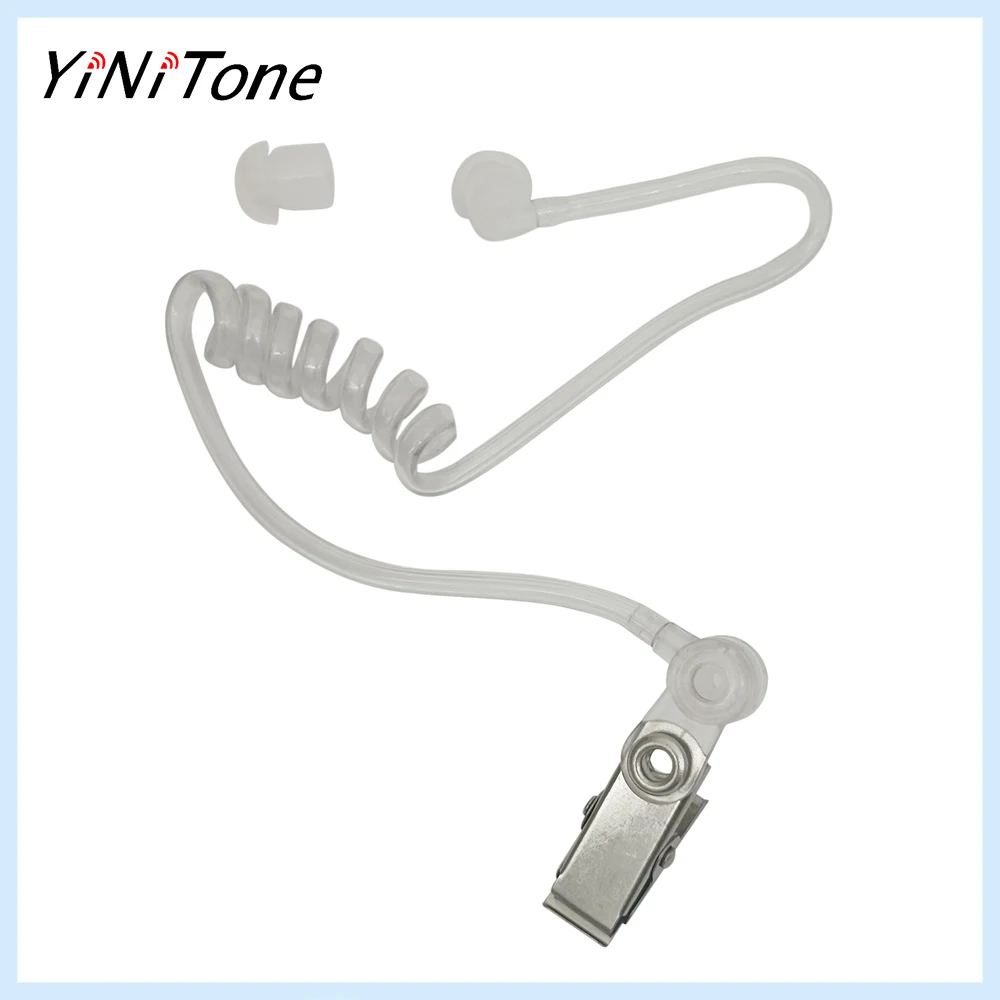

Replacement Transparent Coil Air Tube Earplug with Metal Clip for Two-Way Radio Earpiece, Universal Fit