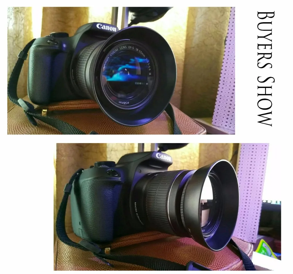 DSLR EW60C ดาบปลายปืนฝากเลนส์กล้องถ่ายรูปสำหรับ EF-S แคนนอน18-55มม. F/3.5-5.6คือ II ฟิลเตอร์เลนส์58มม.