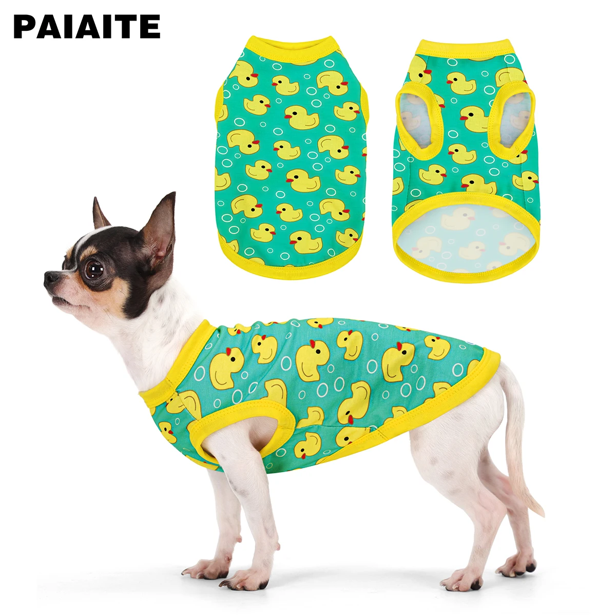 Sleeveless Dog Shirt: Moisture-Wicking, Breathable, Wrinkle-Resistant, Yellow Duck Tank Top, for Small, Medium, and Large Dogs