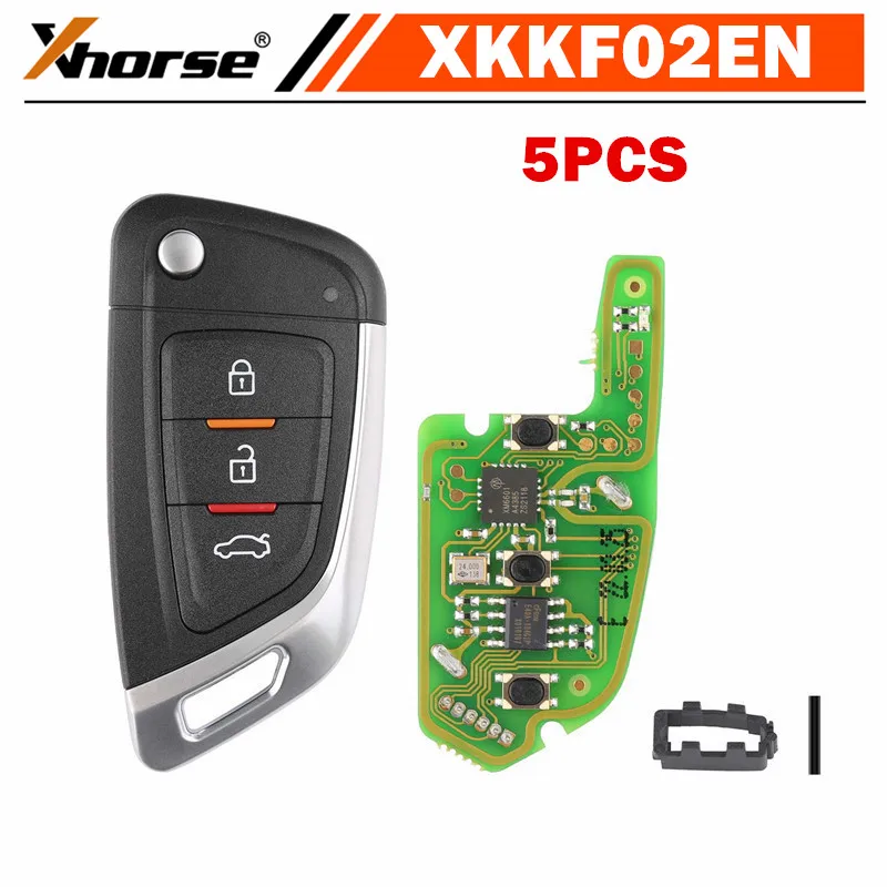 5 pz/lotto XHORSE XKKF02EN chiave universale per auto a distanza con 3 pulsanti per strumento chiave VVDI (versione inglese)