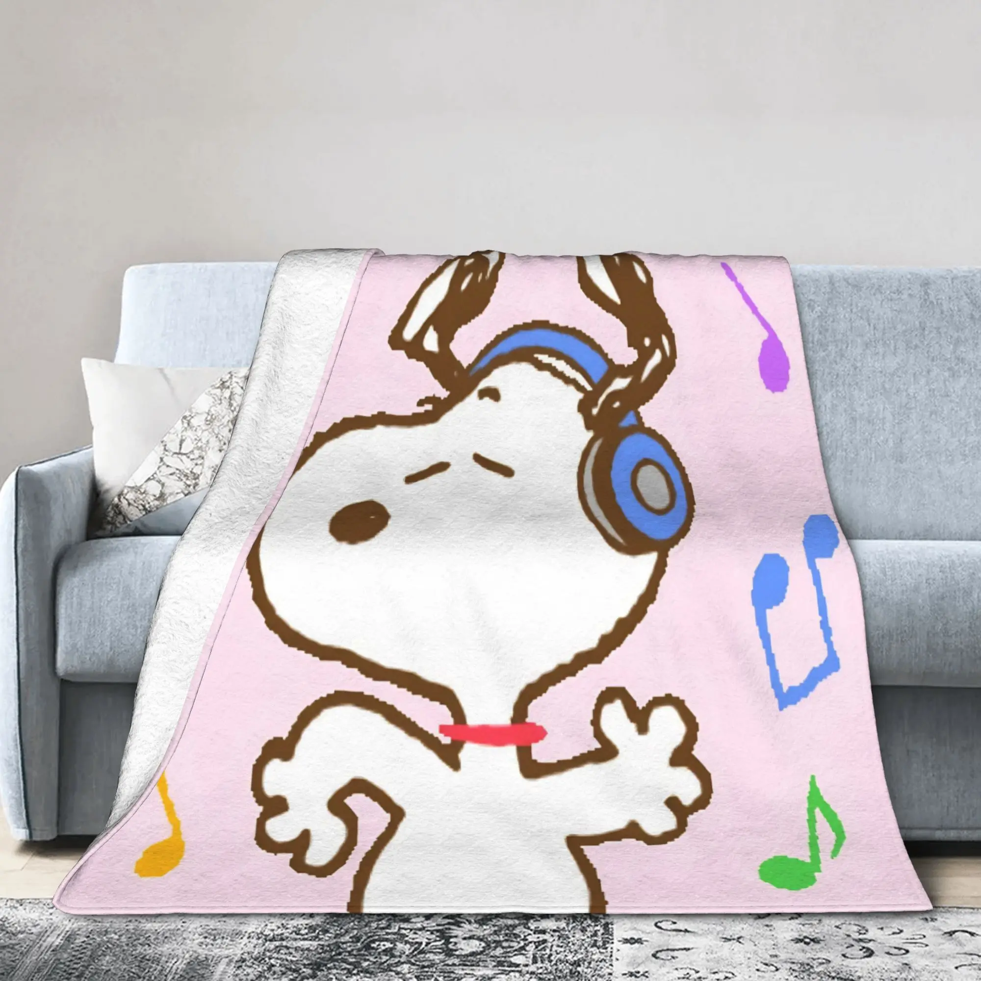 Cartoon Cute S-Snoopys Blankets Music Plush Novelty Soft Throw Blanket for Home Restaurant  Winter