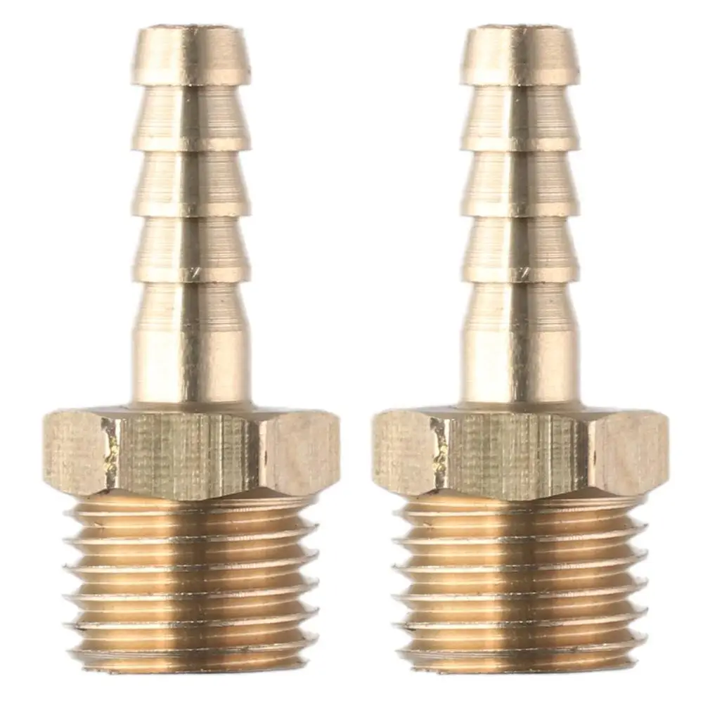2PCS Brass Barbed Hose Fittings Metric Mini Fitting Connector M8 M10 M12 M14 Male To Barb Air, Water, Fuel, Oil and Inert Gases