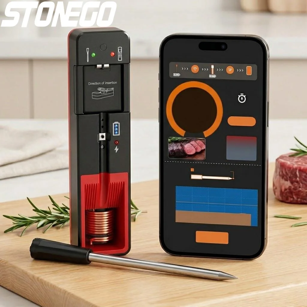

Беспроводной Bluetooth-термометр для мяса с большим радиусом действия, умный датчик температуры для гриля, духовки, су-вид