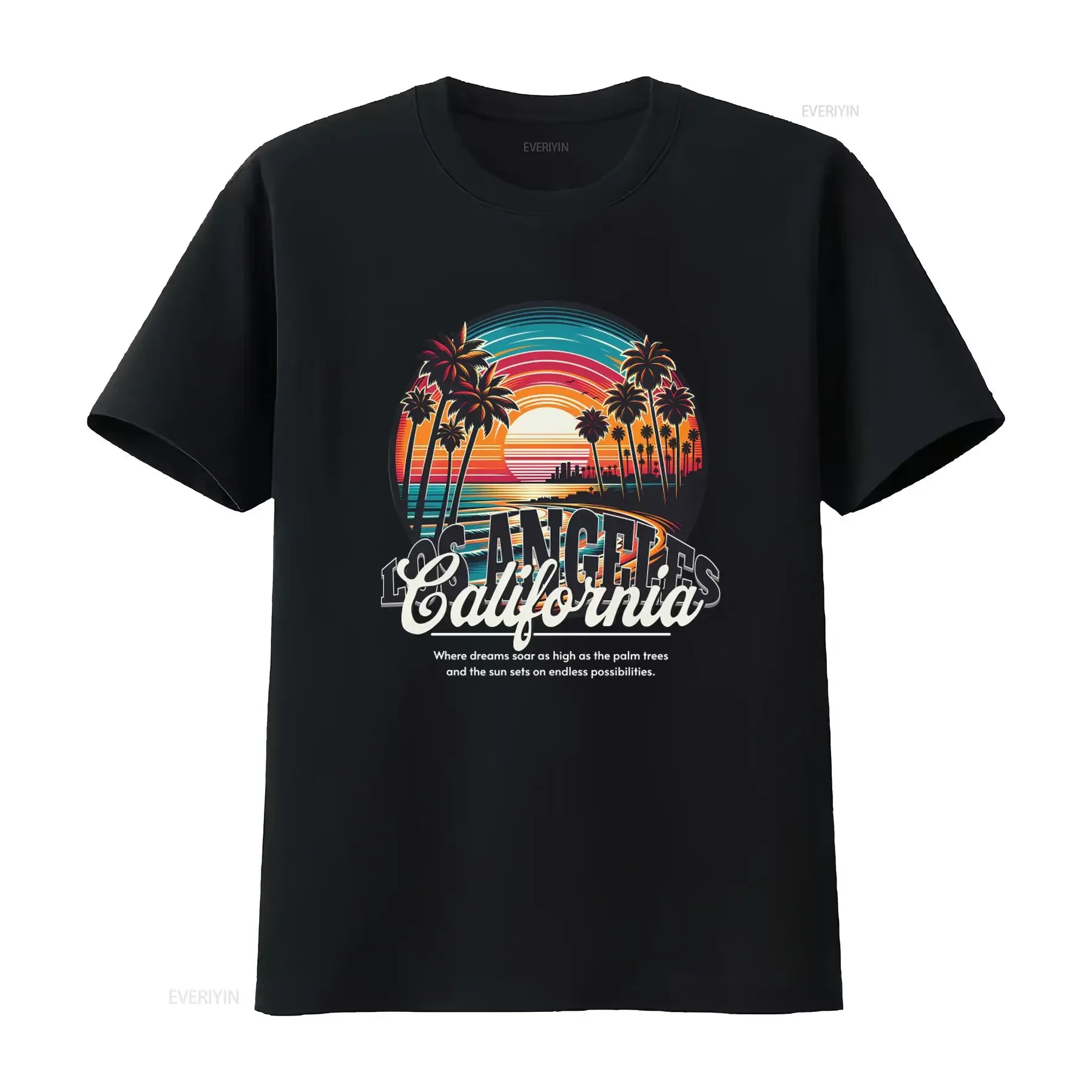 Los Angeles California City of Dreams Beach Sunset Palm Trees Softstyle T Shirt Where Soar Sun Sets on Possibilities vintage
