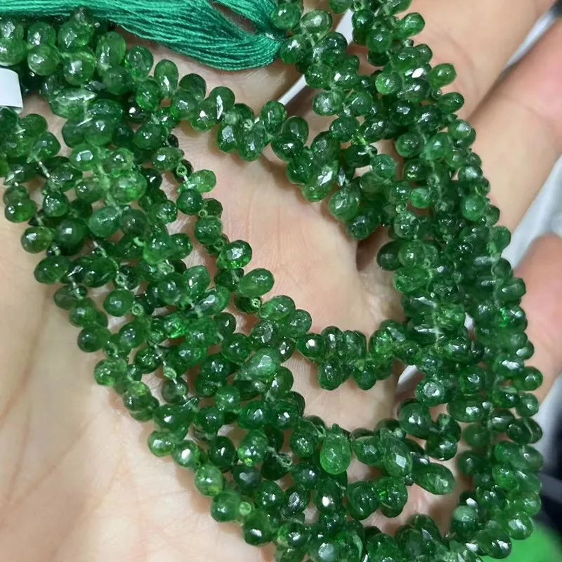 7A TSAVORITE GREEN DROP FACETED 3*5MM  20CM for DIY jewelry making  loose beads   FPPJ wholesale  nature