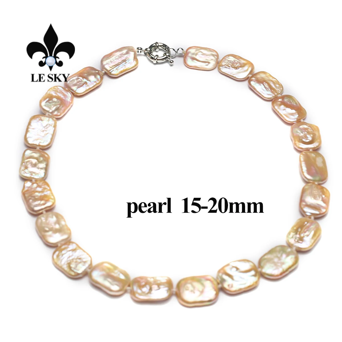 

LE SKY Baroque Pearls Necklace Square 100% Natural Freshwater Pearl Handmade Strand Bead Necklace For Women Jewelry Party Gift