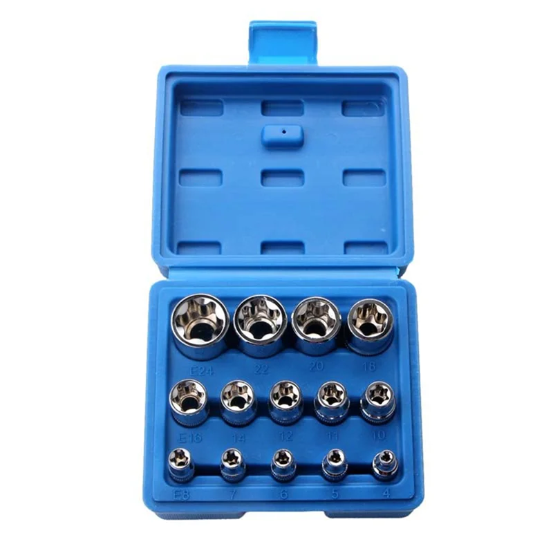

Classy-14PCS Female E Star Torx Socket Set E4-E24 E-Torx External Hex Socket Insert Nut