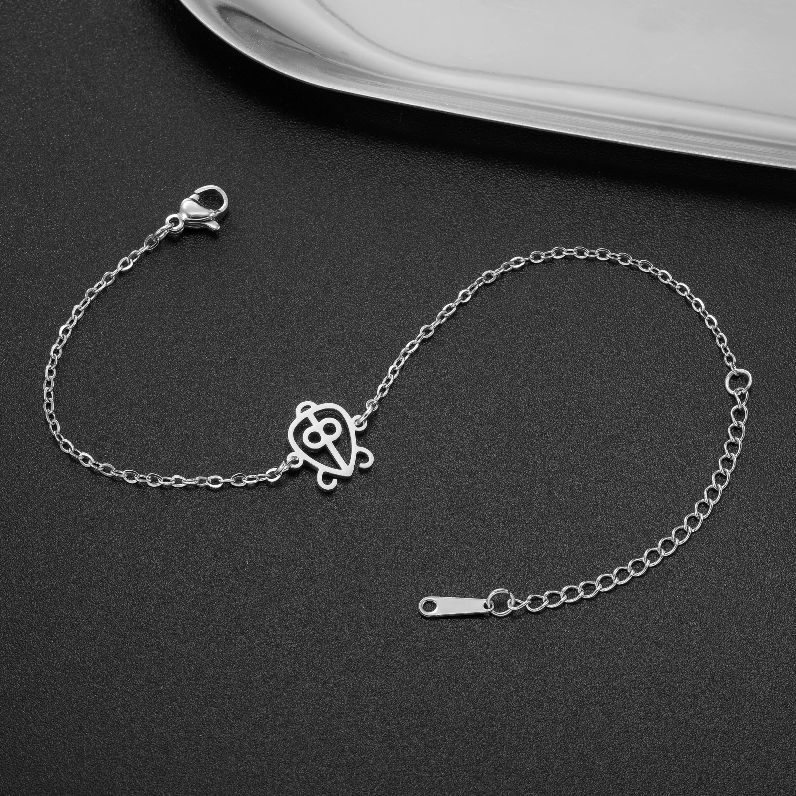 Women Sankofa Bird Adinkra Bracelet Stainless Steel Double‑Layer Bead Chain African Ethnic Symbol Charm Daily Jewelry