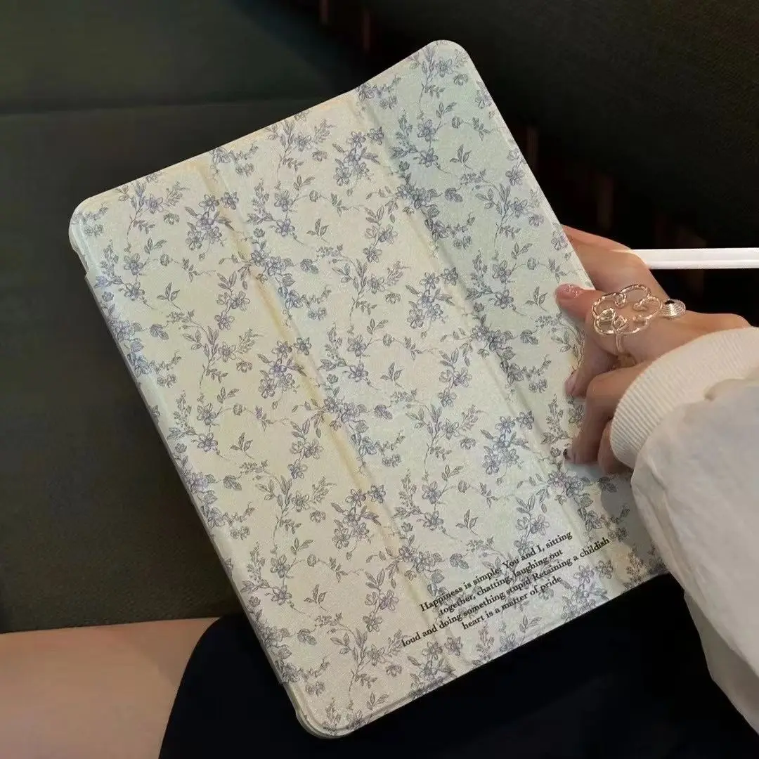 Purple Floral Mirror New Tablet Case For iPad Pro 11 12.9in 13 M4 9.7 10.2 5/6th 7/8/9 10 11th MINI 6 7 Air 1 2 5 6 7 Case
