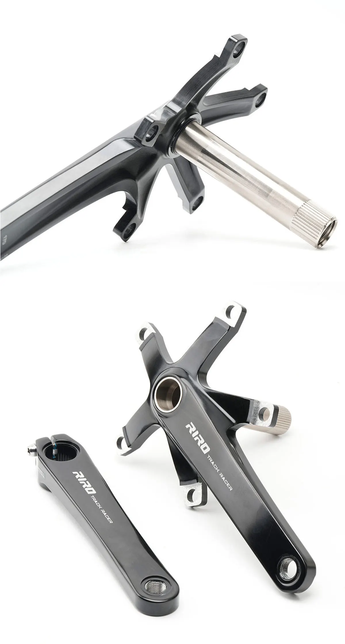 RIRO Superleichte Rennrad-Kurbelgarnitur aus Aluminiumlegierung, Hollowtech 144 BCD, Single-Speed Fixed-Gear-Fahrrad mit 51T Kettenblatt – Detail 14