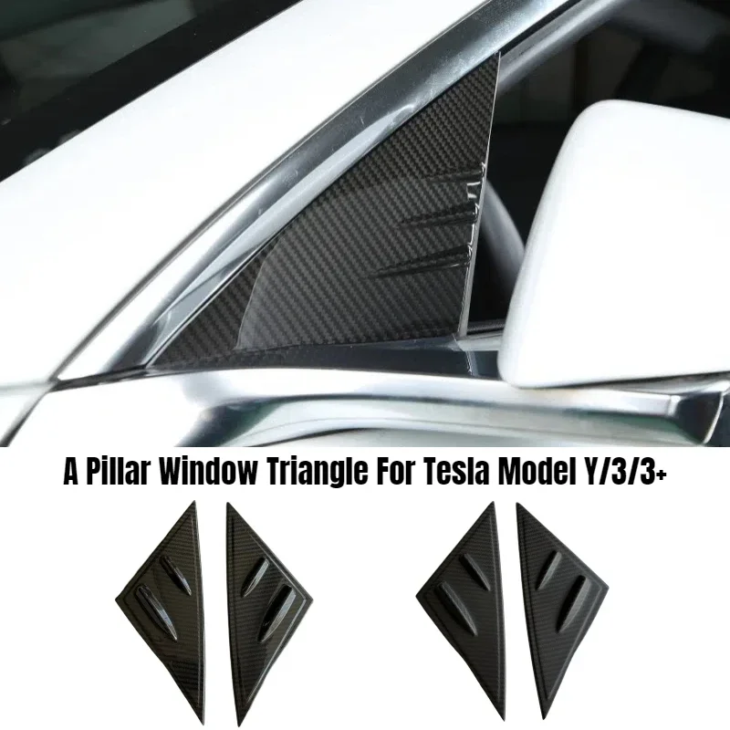 

For Tesla Model Y/3/3+ A Pillar Window Triangle 100% Real Carbon Fiber Spoiler Decorative Patch Car Accessories Modification