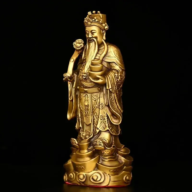 Feng shui lucky Copper God of Wealth Ornaments Yuan Bao Ru Yi Home Office Desk Decor Buddha Sculptures