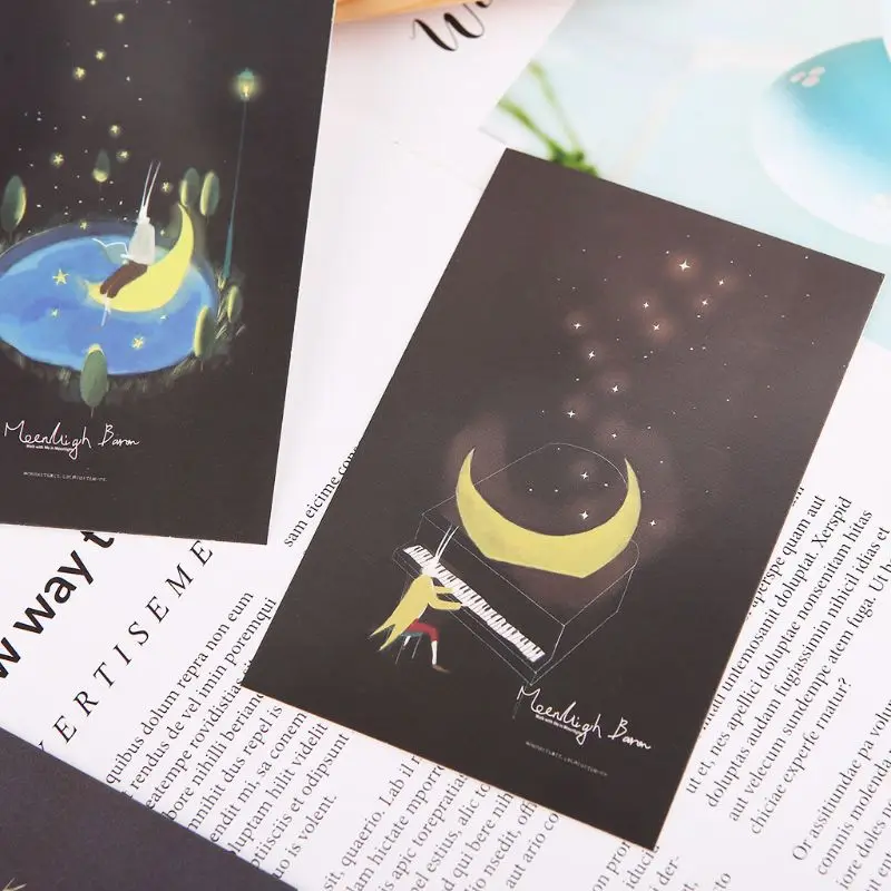 30 шт. винтажная светящаяся открытка светится в темноте лунного света поздравительная открытка