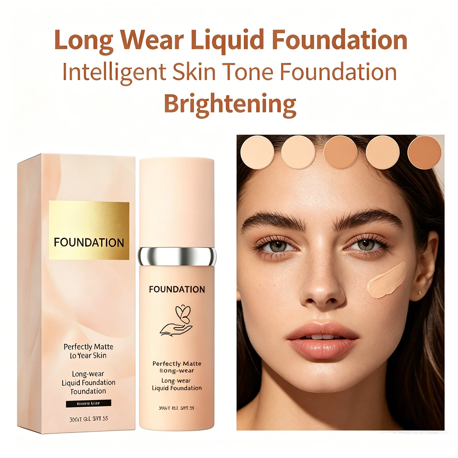 Long Wear Liquid Foundation Hydrating Brightening Concealer Lightweight Breathable Base Makeup Natural Oxidation Resistant 30g