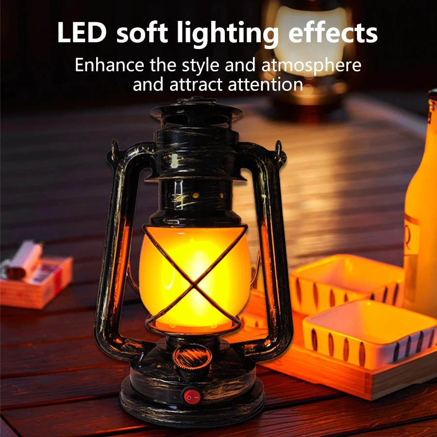 Retro Portable Camping Lantern USB Rechargeable Camping Lights Hanging Tent Light 3 Lighting Modes LED Horse Lantern For Hiking