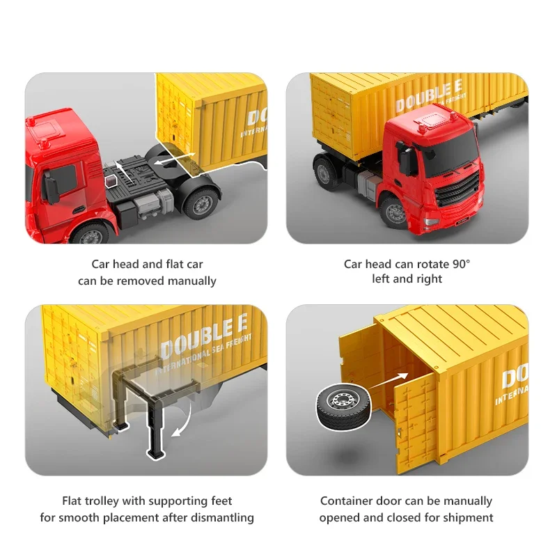 Double E 1/26 RC รถพ่วงรถขุดรถบรรทุกรีโมทคอนโทรลรถบรรทุกคอนเทนเนอร์วิทยุควบคุม Flatbed ของเล่นเด็กสําหรับของขวัญเด็ก