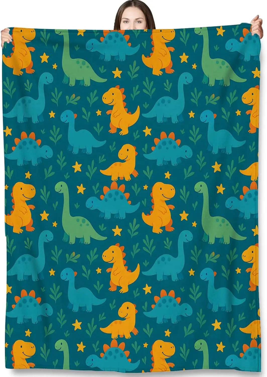 

Dinosaur Throw Blanket Gifts for Adults Kids,Cute Cartoon Dino Blankets for Living Room Bedroom Decor,Fuzzy Warm Flannel Plush