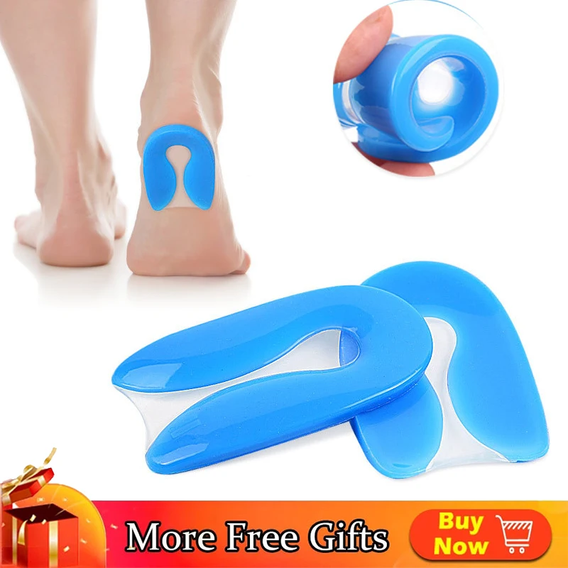 

1Pair Foot Pain Relief Silicone Gel U-Shape Plantar Fasciitis Heel Protector Heel Spur Cushion Pad Shoe Insert Insole Men Women