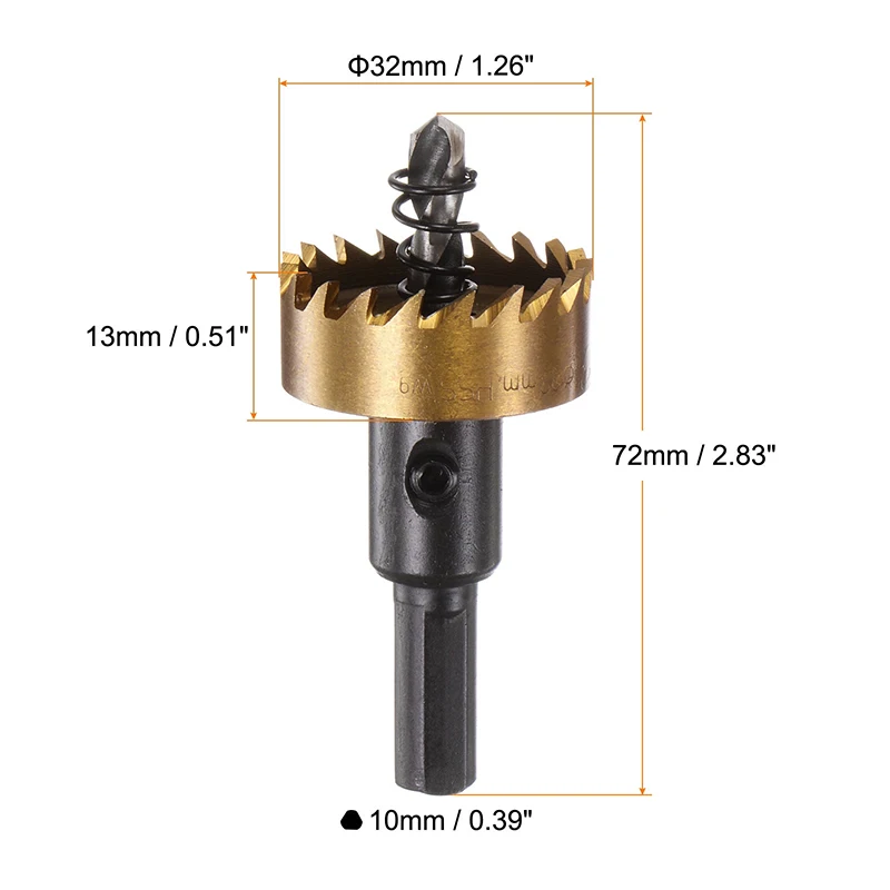 M35 Titanium Coated HSS Drill Bit 25mm (63/64") High Speed Steel Hole Saw for Woodworking Machinery