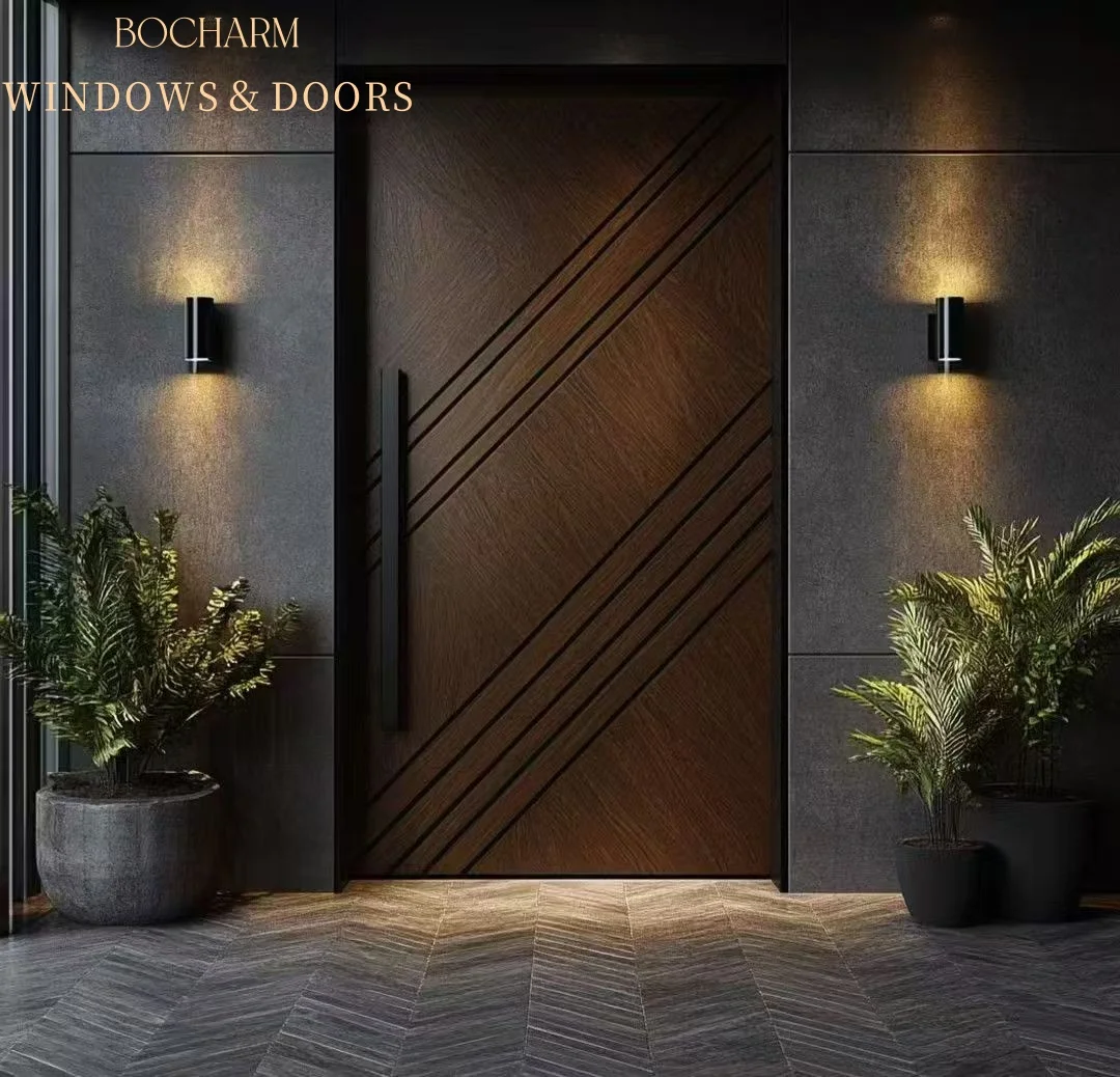 Front DoorBOCHARM Modern Exterior Front Door Waterproof Anti-theft Pivot Door 304 Stainless Steel Customizable 5 Year Warranty F