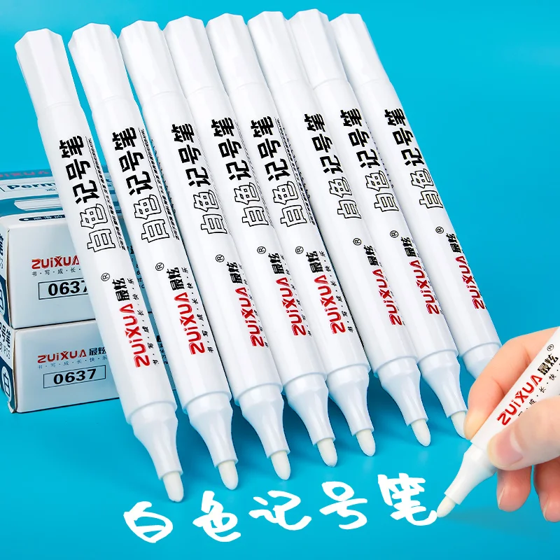 5/4/3/2/1pcs White Oily Waterproof Marker Pen Gel Pencil Car Tyre Graffiti Tire Painting Permanent Stationery Glass, Plastic