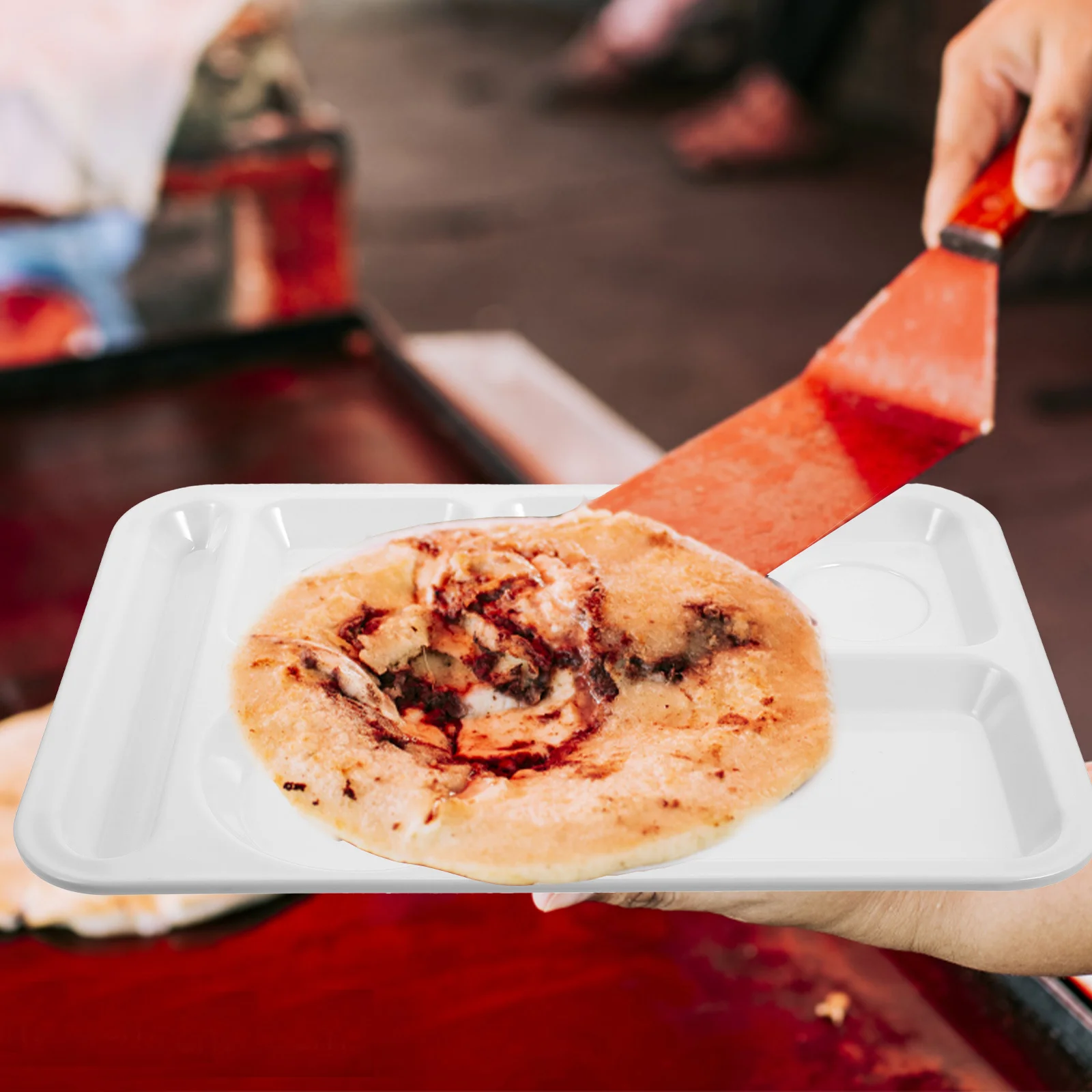 

Six Compartment Fast Food Tray Space Saving Smooth Edges For Snack Salad Noodle Pasta Portion Control Plate Kids