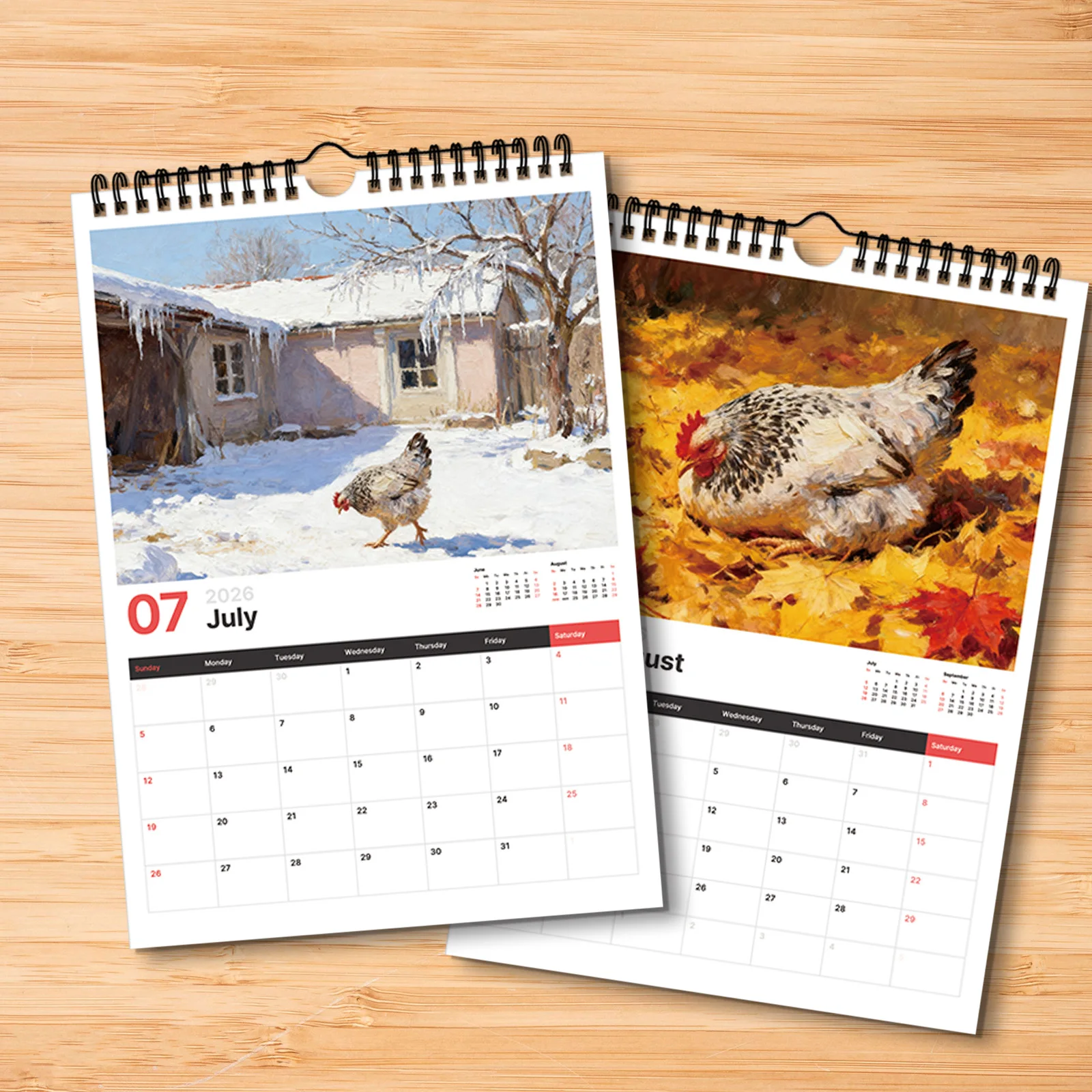 1PC 2026 Chicken-Themed Calendar,for Checking Dates, Home Decoration, As A Natural-style Gift for Friends