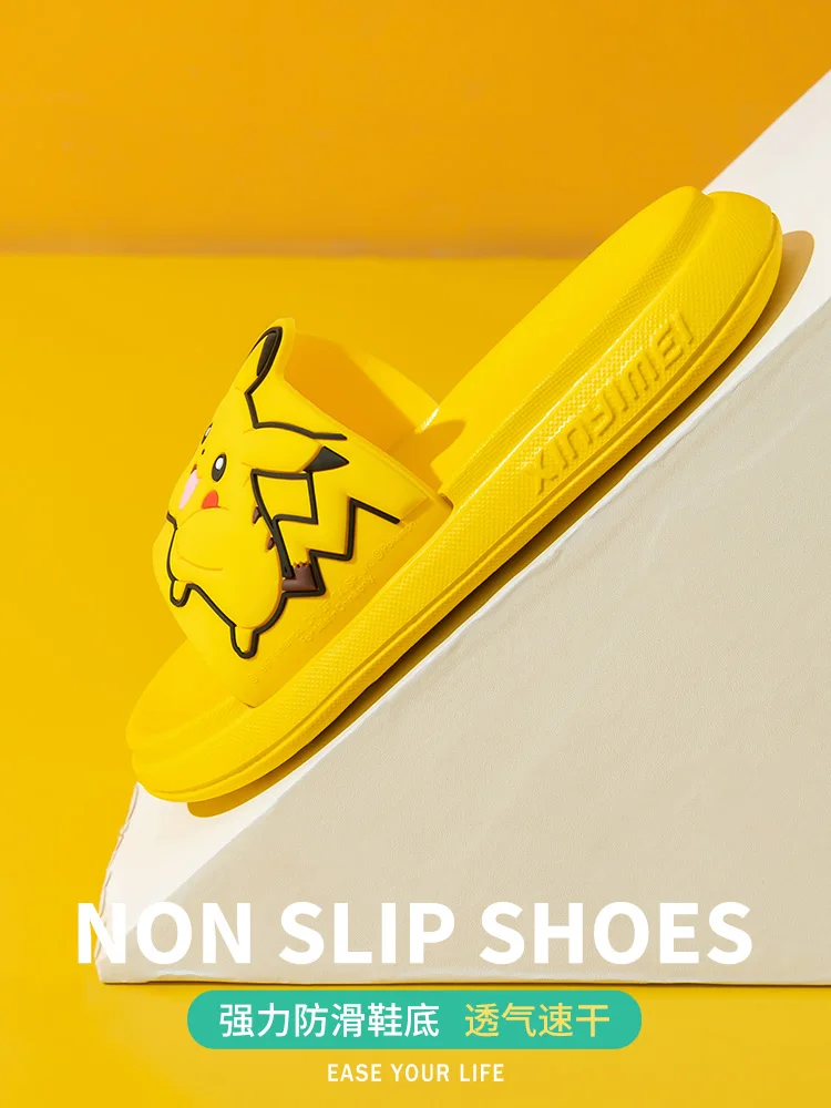 Cartoon Anime Pokemon Cute Pikachu Slippers Indoor House Kawaii Girl Bathroom Sandals Antislip Outside Beach Children Shoes Gift