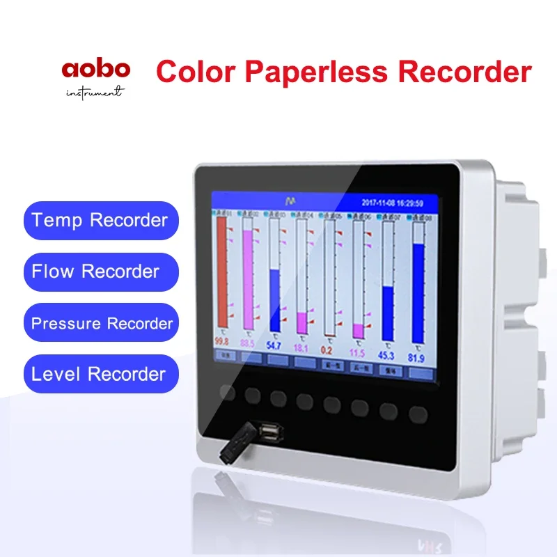 7''touch Screen Industrial Universal thermocouple Paperless Recorder Temperature Data Logger With USB+Ethernet