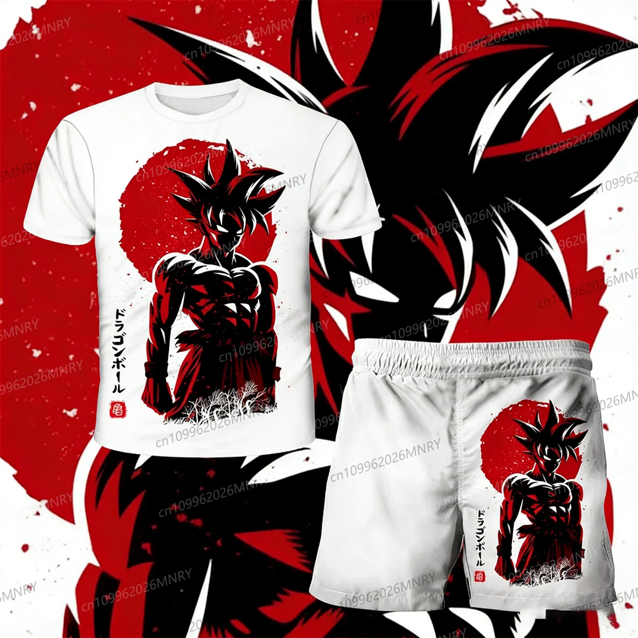 

Japanese cartoon Dragon Ball Z Man sets T-shirt shorts two-piece set for summer men T-shirt+shorts beach pants children's Set